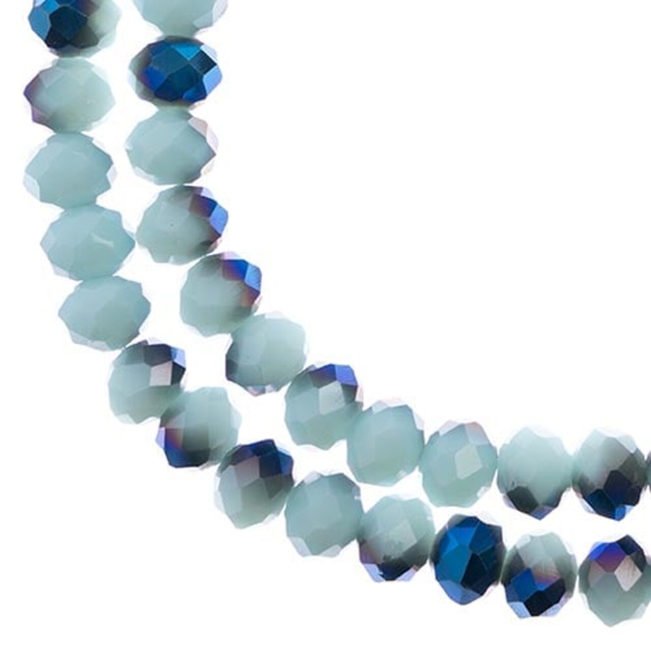 Crystal Lane DIY 2-Strand 7in Opaque Iris Finish Glass Rondelle Donut Bead Strands